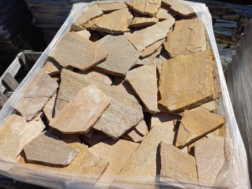 Плитняк златолит жёлтый золотистый для отмостки купить в Ярославле